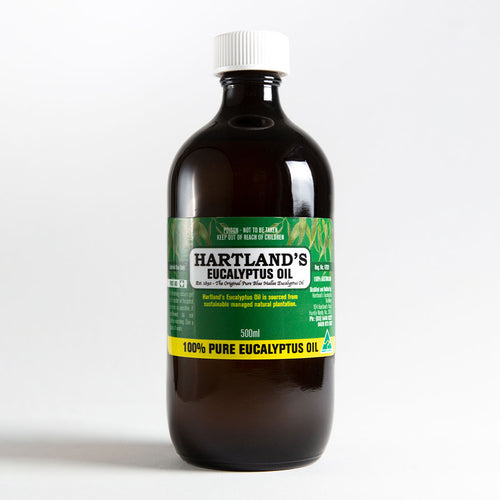 500ml Glass Bottle Eucalyptus Oil | Hartlands Eucalyptus Farm